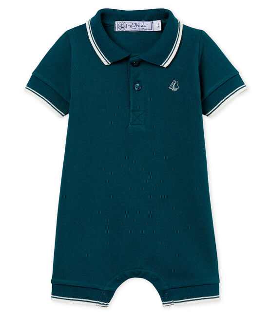 Tutina corta polo bebè maschio verde PINEDE
