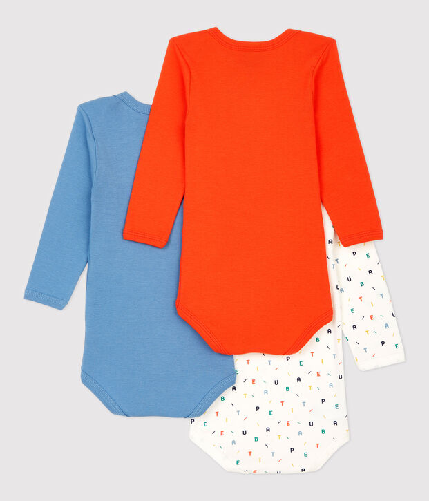 Confezione da 3 body a maniche lunghe beb&egrave; in cotone biologico multicolore
