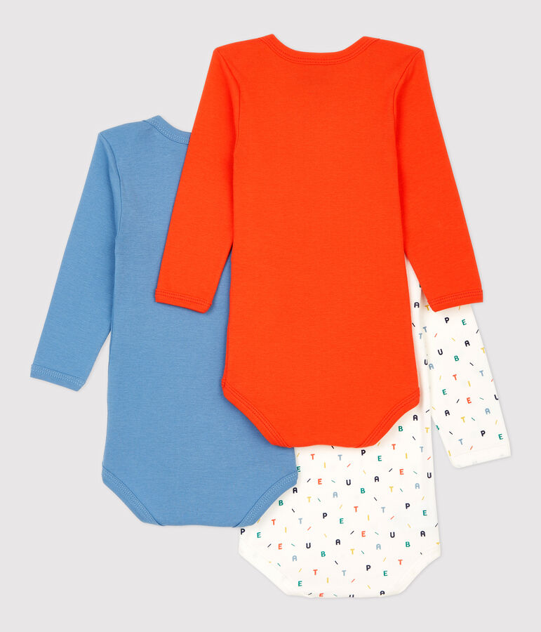 Confezione da 3 body a maniche lunghe beb&egrave; in cotone biologico multicolore