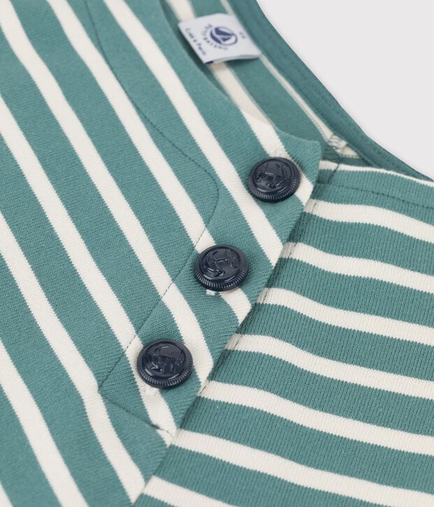 Marini&egrave;re abbottonata in cotone Donna verde/ecru