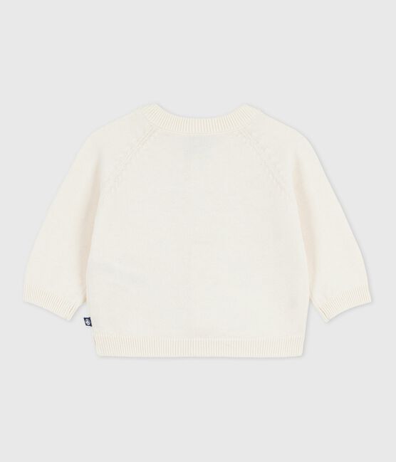 Cardigan in maglia di misto lana e cotone con stelle ricamate neonata bianco MARSHMALLOW/grigio ARGENT