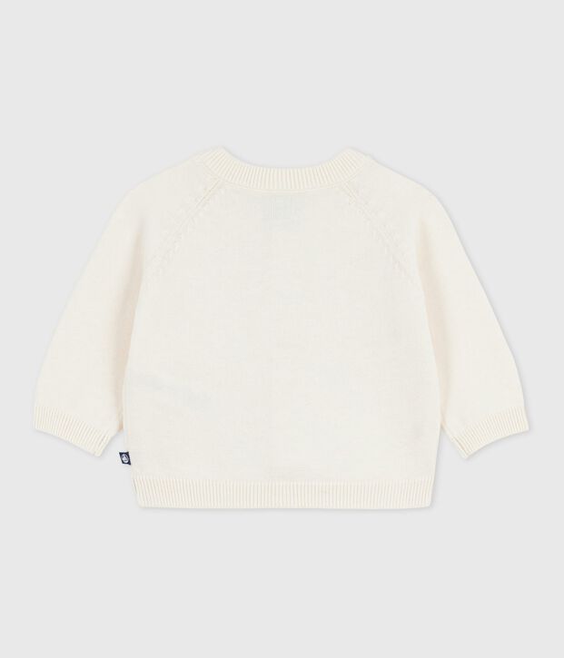 Cardigan in maglia di misto lana e cotone con stelle ricamate neonata bianco/grigio