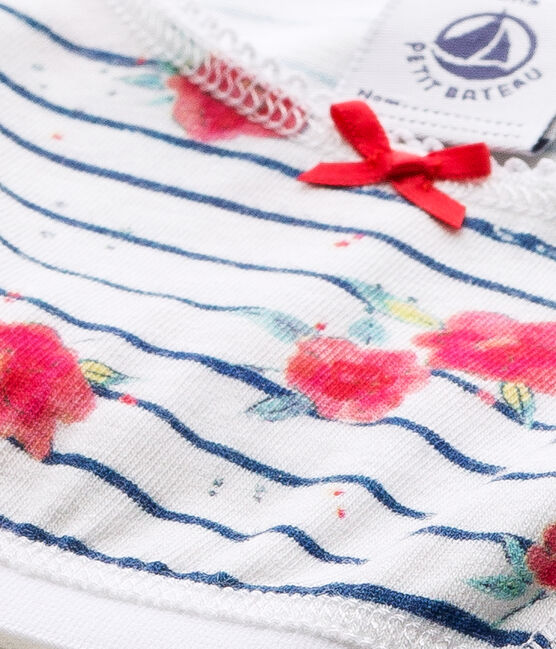 Brassière bambina stampata in jersey stretch bianco ECUME/blu MAJOR/ MULTICO
