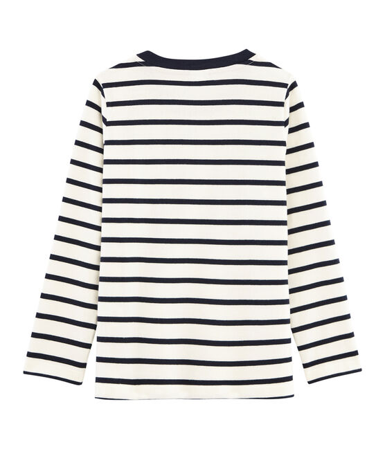 T-shirt maniche lunghe bambino bianco MARSHMALLOW/blu SMOKING