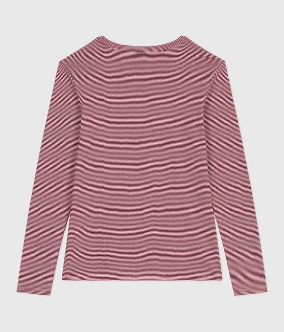 T-shirt L'Iconique a maniche lunghe in cotone donna rosso AMARANTE/ MARSHMALLOW