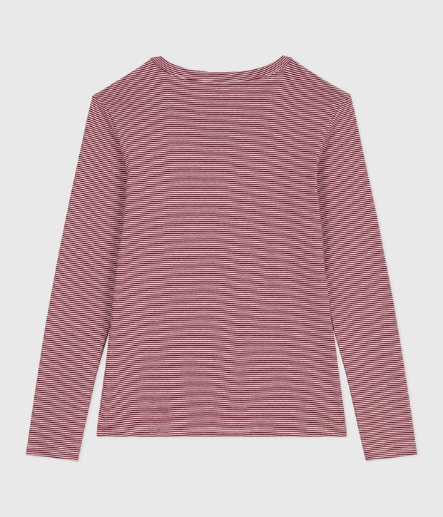 T-shirt L'Iconique a maniche lunghe in cotone donna rosso/bianco