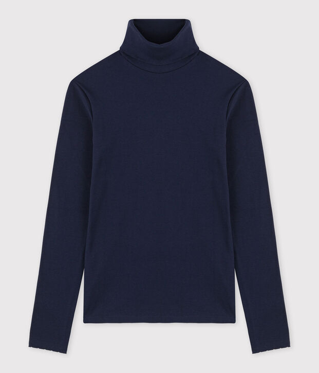 Dolcevita iconico in punto cocotte di cotone Donna blu