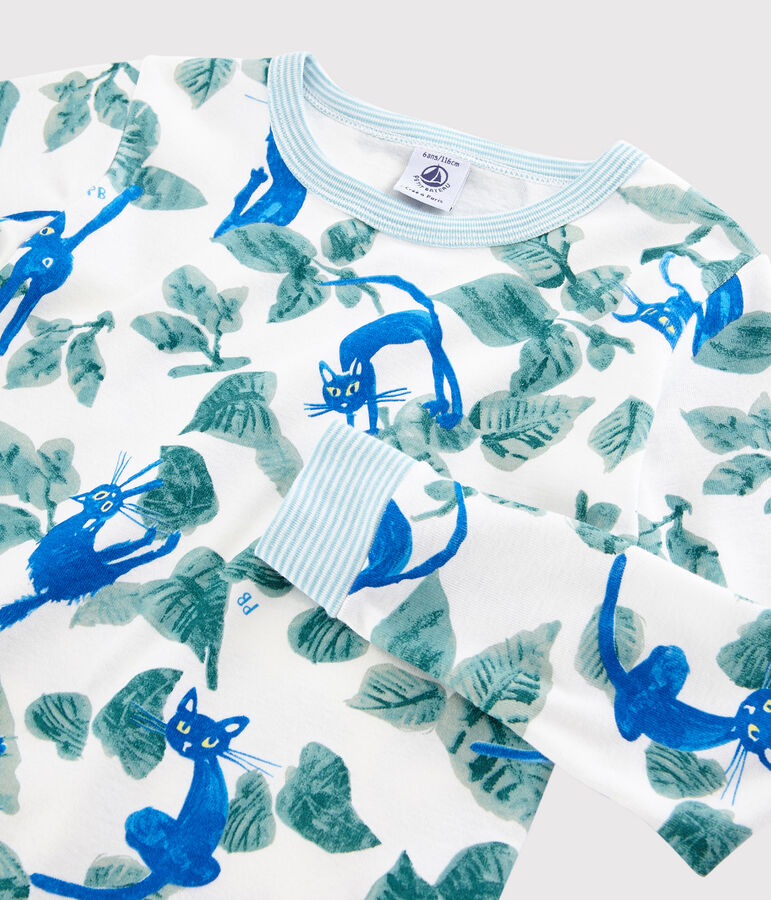 Pigiama snugfit fantasia gatto bambino in cotone bianco/multicolore