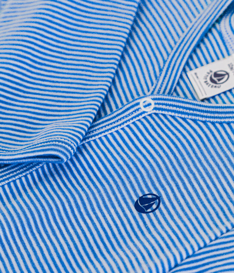 Pigiama beb&egrave; in cotone a righe DELPHINIUM/ MARSHMALLOW