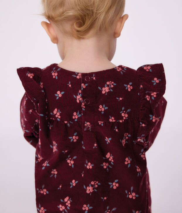 Blusa a maniche lunghe in velluto con stampa a fiori neonata rosso/multicolore