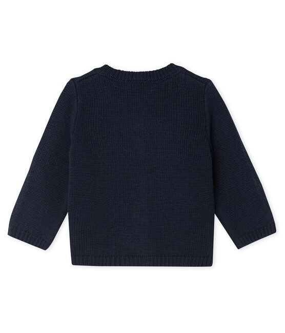 Cardigan bebè maschietto in lana e cotone blu SMOKING/bianco MULTICO