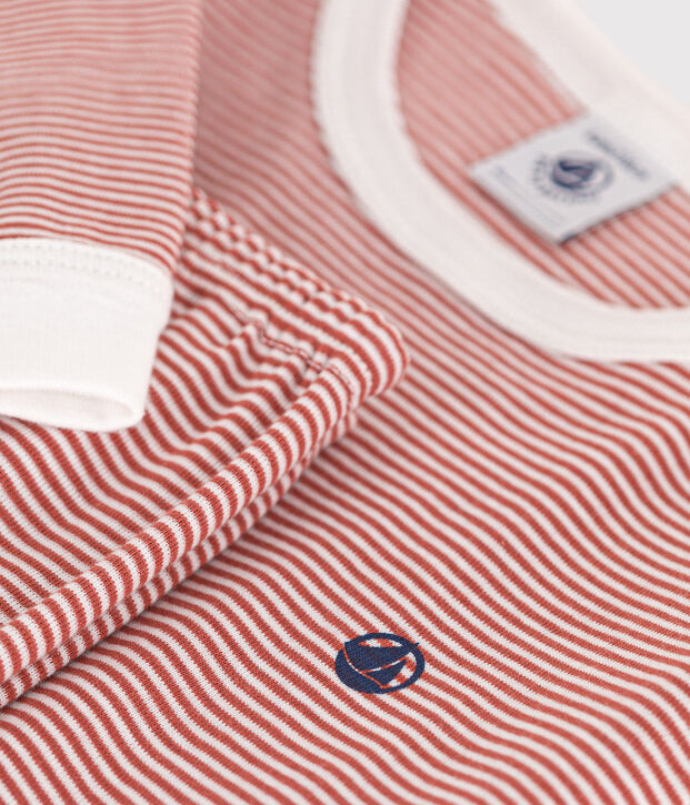 Pigiama rigato bambino in cotone marrone/bianco