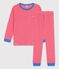 Pigiama bambina/bambino rigato millerighe in cotone biologico rosso PEPS/bianco MARSHMALLOW