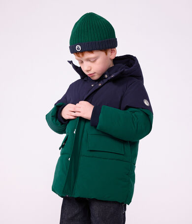 Piumino tinta unita color block bambino