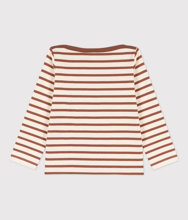 Marini&egrave;re bambino unisex in cotone ecru/marrone