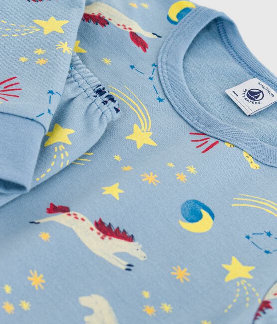 Pigiama bambino in tessuto felpato con stampa blu ADRIATIC/ MULTICO