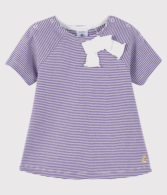 Blusa manica corta bebè femmina viola REAL/bianco MARSHMALLOW