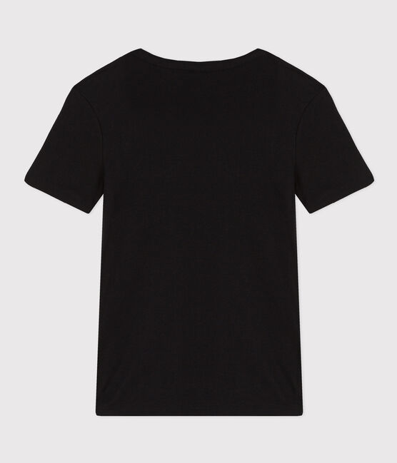 T-shirt Iconica a maniche corte a coste tinta unita donna nero BLACK