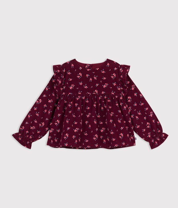 Blusa a maniche lunghe in cotone con stampa bambina rosso/multicolore