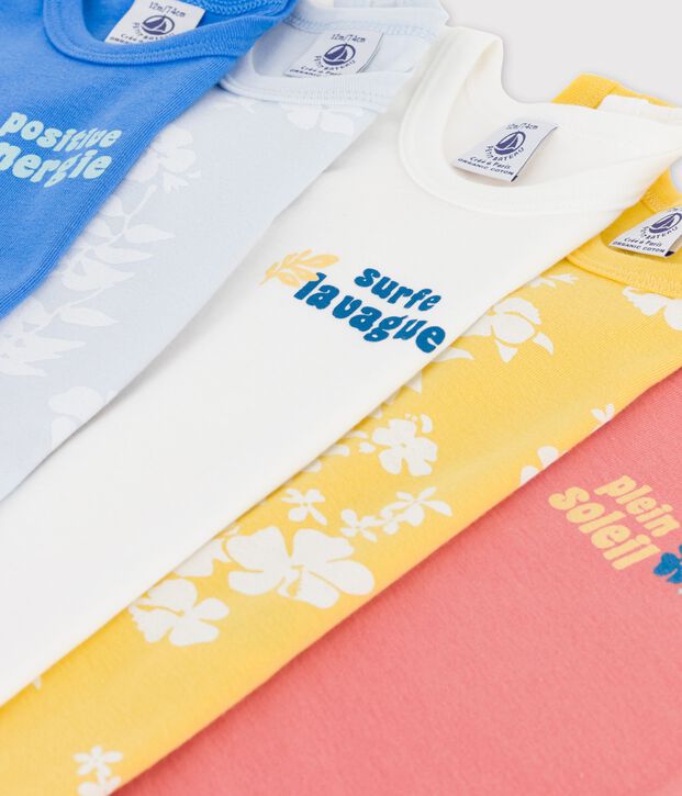 Confezione da 5 body hawaiani senza maniche in cotone multicolore