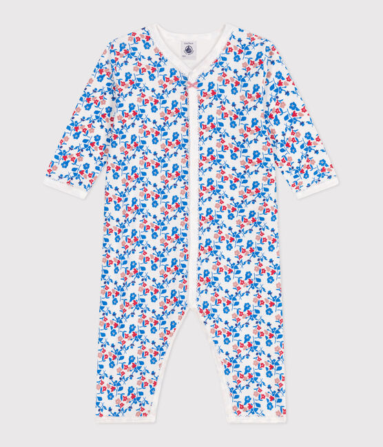 Pigiama senza piedini in cotone a fiori neonato bianco MARSHMALLOW/bianco MULTICO