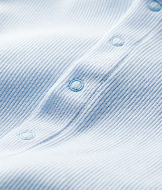 Cardigan bebè in costina 2x2 di cotone biologico blu FRAICHEUR