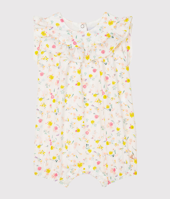 Tutina corta bebè femmina in fantasia bianco MARSHMALLOW/bianco MULTICO