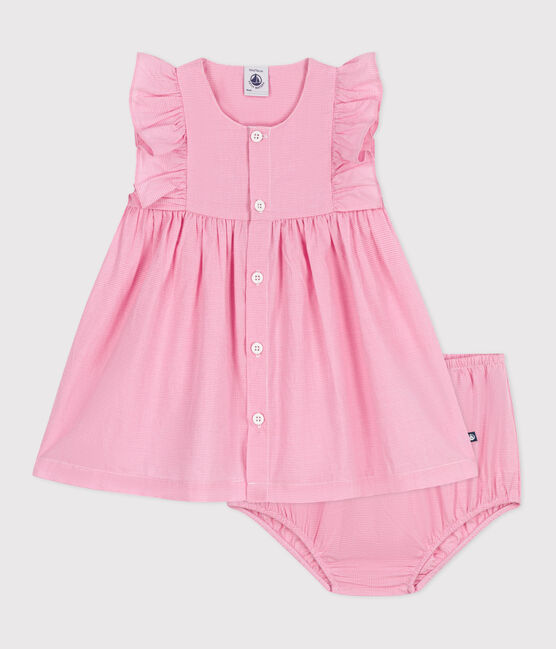 Abito senza maniche in cotone leggero e bloomer con stampa a quadretti vichy. bianco ECUME/ PETAL