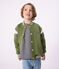 Giacca stile teddy in cotone bambino verde OLIVINE/ MILK