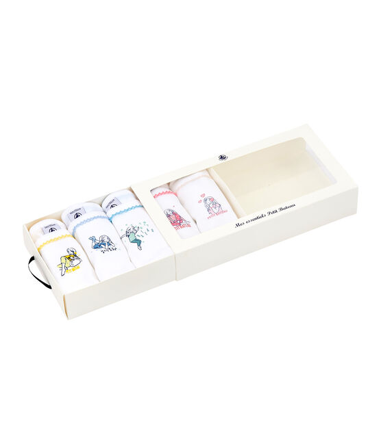 Lotto di 5 canotte per bambina stampate bianco LOT