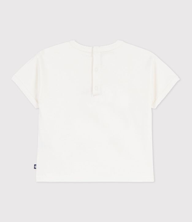 T-shirt a maniche corte in cotone con motivo neonato bianco