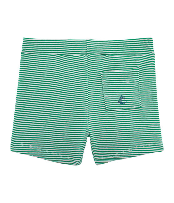 Short bebè maschio a righe verde PIVERT/bianco MARSHMALLOW