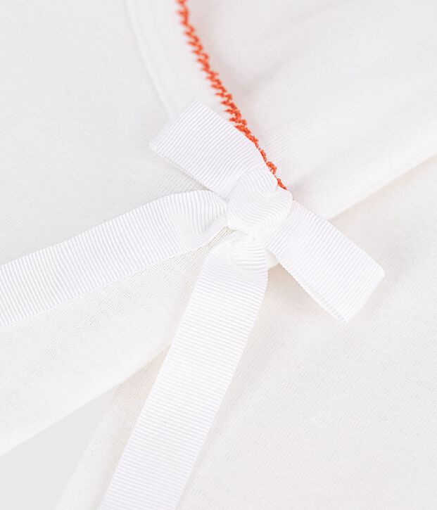 Cardigan con incrocio in cotone tinta unita bambina bianco