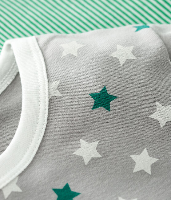 Confezione da 2 pigiami corti con stelle e millerighe verdi bambino in cotone variante 1