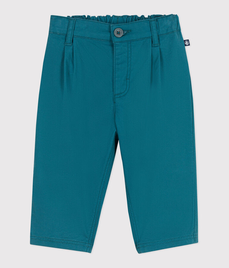 Pantaloni in morbido cotone tinta unita neonato verde