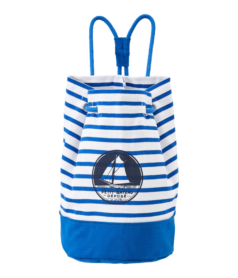 Borsa marinara bambino in jersey pesante bianco/blu
