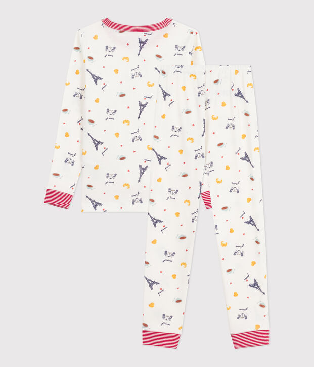 Pigiama per bambini in cotone stampato, molto aderente bianco/multicolore