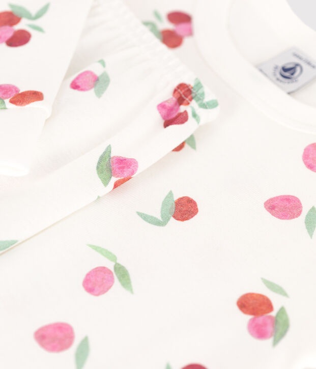 Pigiama per bambini molto aderente in cotone stampato bianco/rosa/multicolore