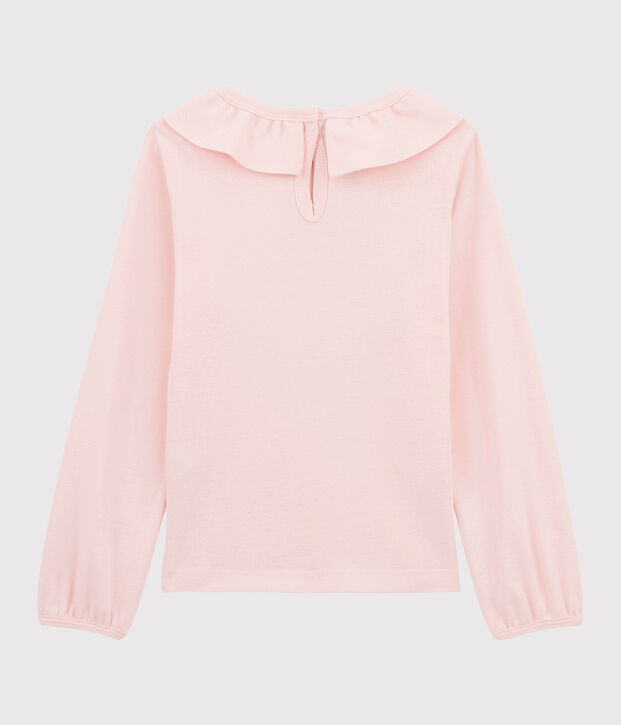 T-shirt con scollo bambina rosa