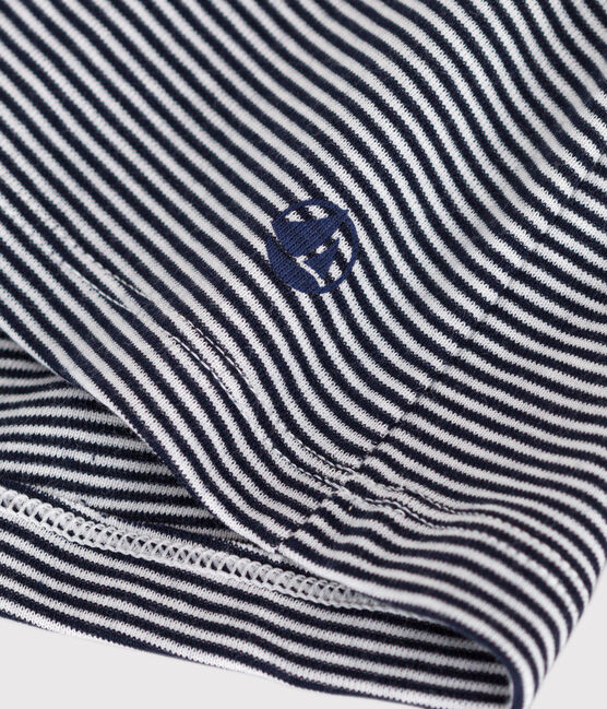 T-shirt L'Iconique scollo a V in cotone a righe donna blu SMOKING/bianco MARSHMALLOW