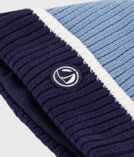Cuffietta in maglia foderata in pile bambino ADRIATIC/ MARSHMALLOW