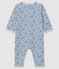 Tutina senza piedi a stelle blu bebè in tubique bianco MARSHMALLOW/blu MAJOR