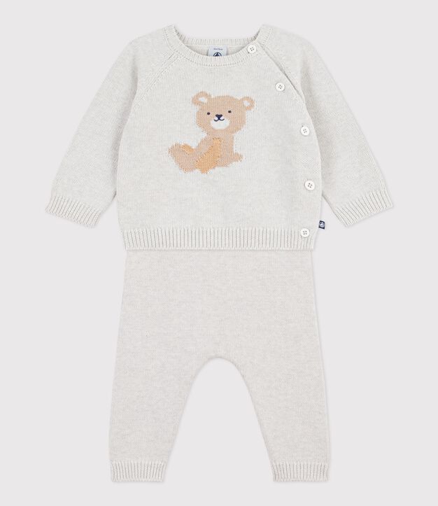 Completo da neonato in due pezzi in maglia di cotone con motivo orsetto MONTELIMAR CHINE
