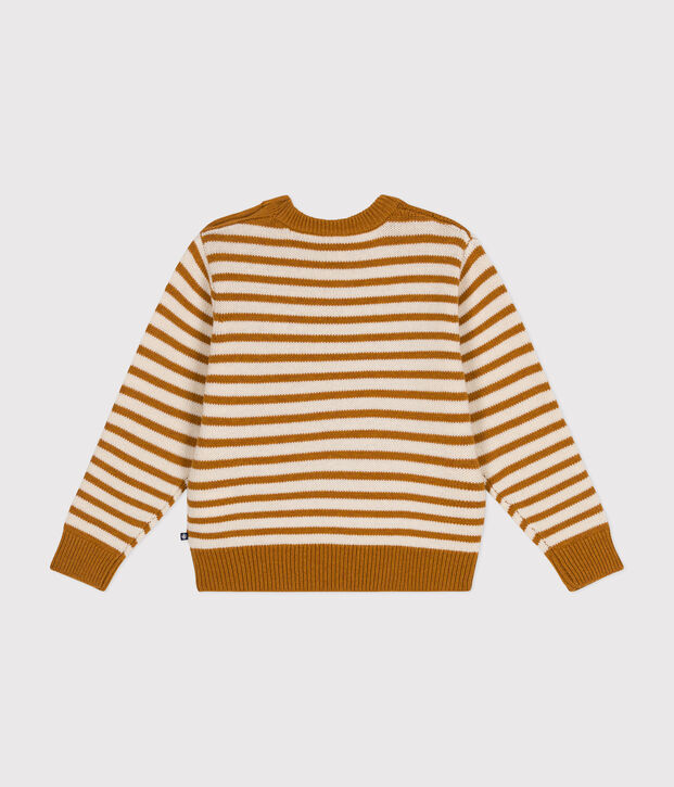 Maglione in misto lana e cotone bambino ecru/marrone