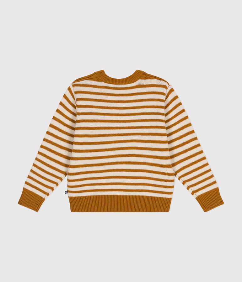 Maglione in misto lana e cotone bambino ecru/marrone
