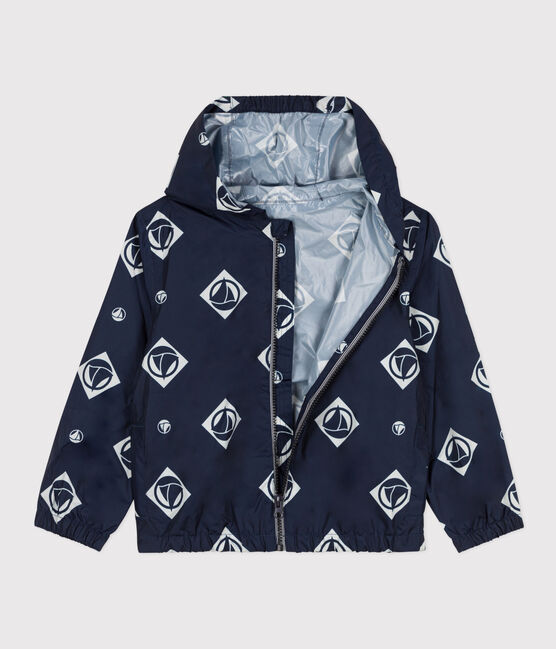 Giacca a vento in tessuto riciclato unisex blu MEDIEVAL/bianco MARSHMALLOW