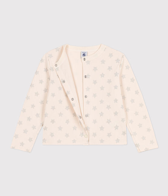 Cardigan in tubique stampato bambina beige AVALANCHE/ ARGENT