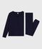 Pigiama in cotone tinta unita donna blu SMOKING