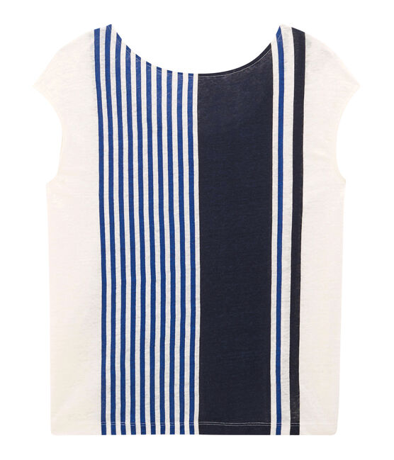 T-shirt maniche corte donna in lino bianco MARSHMALLOW/ MULTICO CN