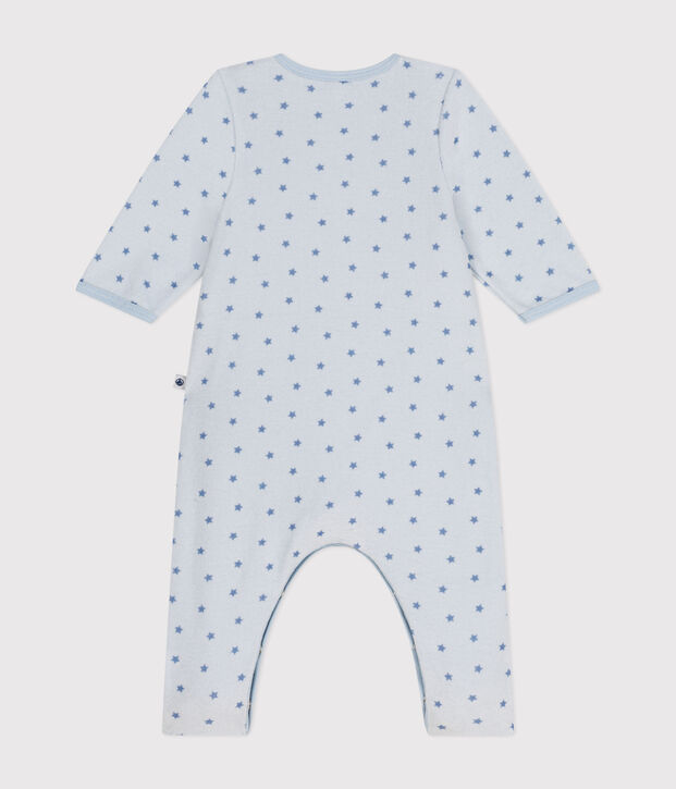 Bodyjama con stampa a stelline in velluto neonato blu/blu